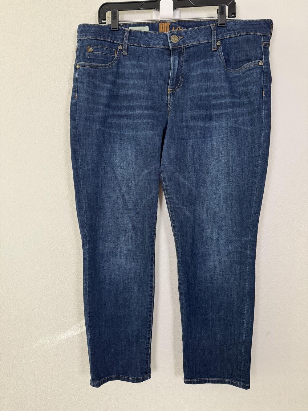 KUT Straight Jeans Womens 16 Blue Stretch Denim Cropped Katy Ankle
